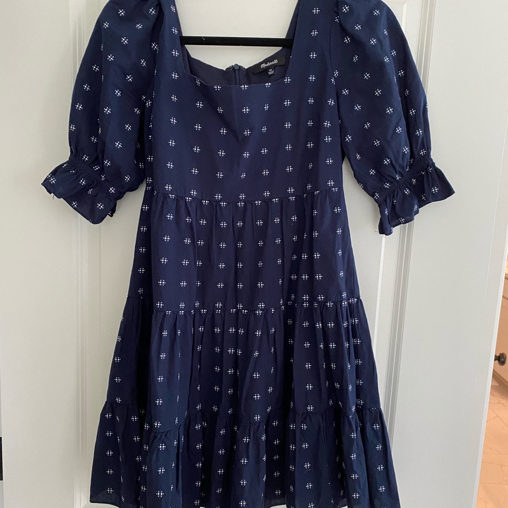 Madewell Puff-sleeved tiered babydoll style dress